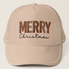 "Vrolijk kerstfeest" Modern kleurenblok Leopard Bo Trucker Pet