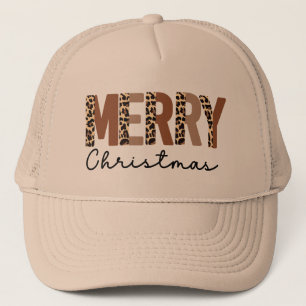 "Vrolijk kerstfeest" Modern kleurenblok Leopard Bo Trucker Pet