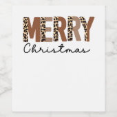 "Vrolijk kerstfeest" Modern kleurenblok Leopard Bo Wijn Etiket (Enkel label)