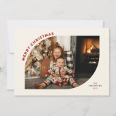 Vrolijk kerstfeest Modern Lijst Rode letters Feestdagenkaart (Voorkant)