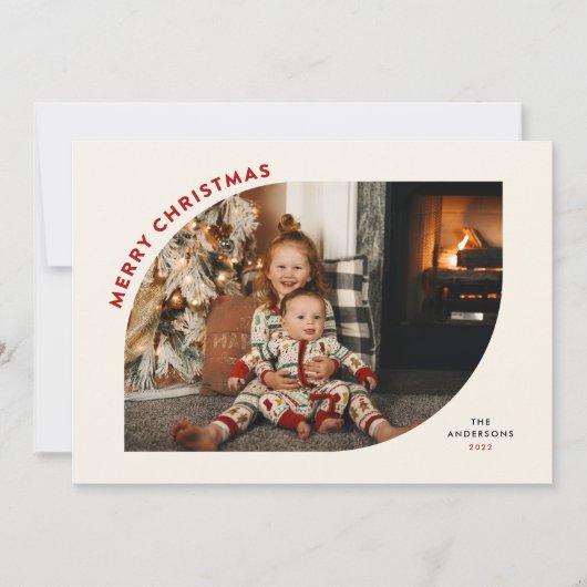 Vrolijk kerstfeest Modern Lijst Rode letters Feestdagenkaart (Voorkant)