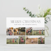 Vrolijk Kerstfeest Modern Minimaal wit zwart 8 fot Feestdagenkaart (Staand voorkant)