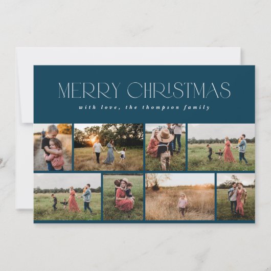 Vrolijk kerstfeest Modern Minimale marineblauwe fo Feestdagenkaart (Voorkant)