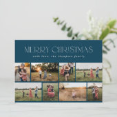 Vrolijk kerstfeest Modern Minimale marineblauwe fo Feestdagenkaart (Staand voorkant)