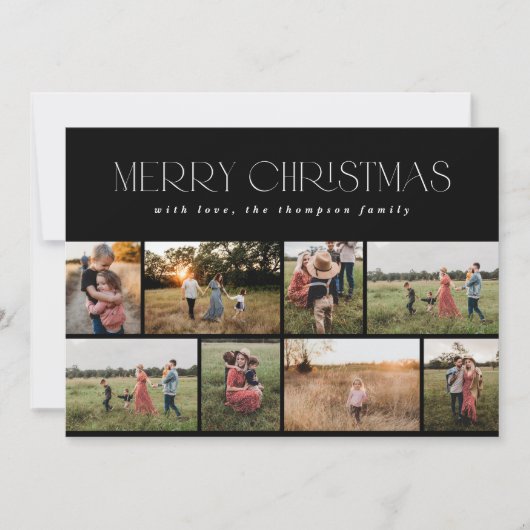 Vrolijk kerstfeest Modern Minimale zwart-wit Feestdagenkaart (Voorkant)