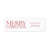Vrolijk Kerstfeest Modern Minimalistisch Retouradr Etiket (Voorkant)