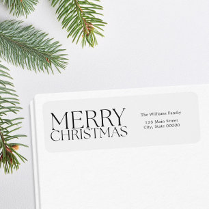 Vrolijk Kerstfeest Modern Minimalistisch Retouradr Etiket
