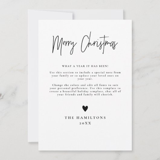 Vrolijk kerstfeest Modern Minimalistische kaart do (Achterkant)