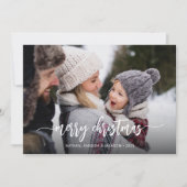 Vrolijk kerstfeest Modern One Photo Holiday Card Feestdagenkaart (Voorkant)