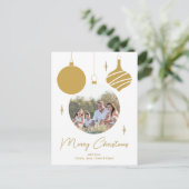 Vrolijk Kerstfeest Modern Photo Gold Script Feestdagenkaart (Staand voorkant)