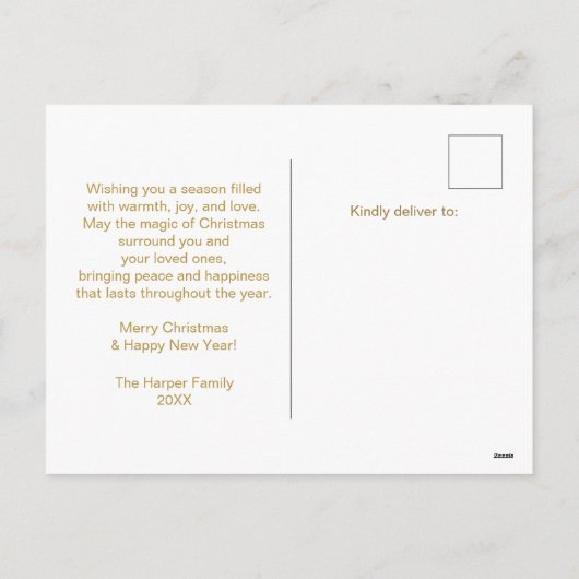 Vrolijk Kerstfeest Modern Photo Gold Script Feestdagenkaart (Achterkant)