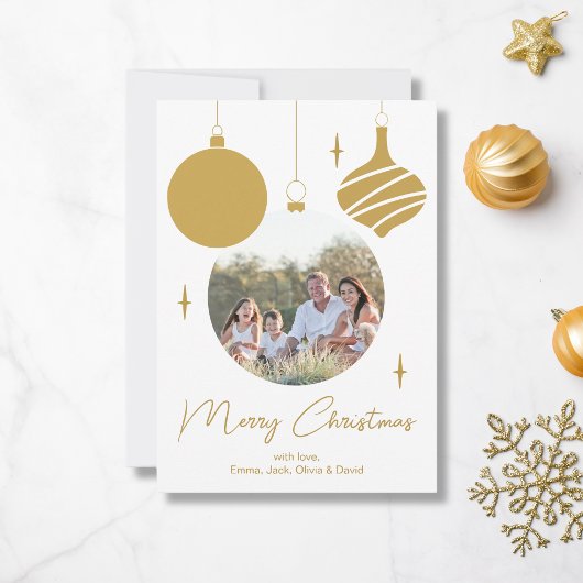 Vrolijk Kerstfeest Modern Photo Gold Script Feestdagenkaart
