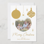 Vrolijk Kerstfeest Modern Photo Gold Script Feestdagenkaart (Voorkant)