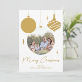 Vrolijk Kerstfeest Modern Photo Gold Script Feestdagenkaart (Staand voorkant)