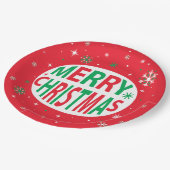 Vrolijk kerstfeest Modern Red Festive Holiday Papieren Bordje (Gekanteld)