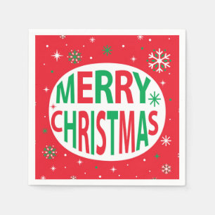 Vrolijk kerstfeest Modern Red Festive Holiday Servet