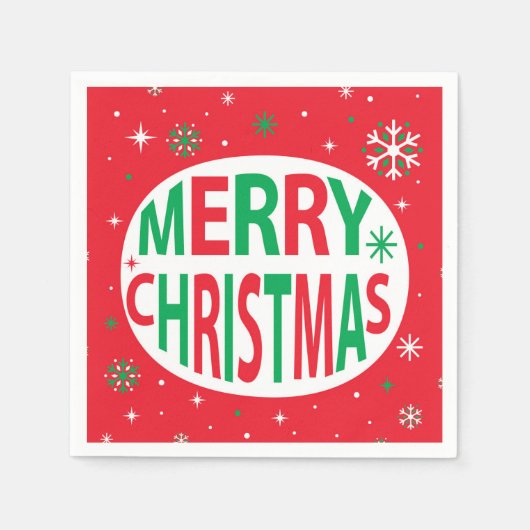 Vrolijk kerstfeest Modern Red Festive Holiday Servet (Voorkant)