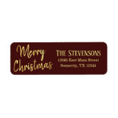 Vrolijk kerstfeest | Modern Red Gold Trendy Adres Etiket (Voorkant)