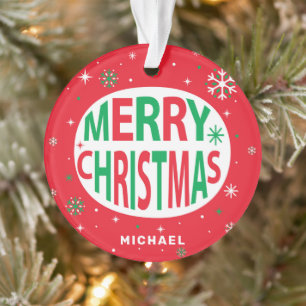 Vrolijk kerstfeest Modern Red Holiday, speciaal ge Ornament
