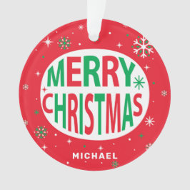 Vrolijk kerstfeest Modern Red Holiday, speciaal ge Ornament