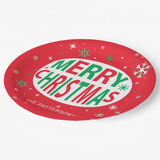 Vrolijk kerstfeest Modern Red Holiday, speciaal ge Papieren Bordje (Gekanteld)
