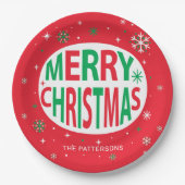 Vrolijk kerstfeest Modern Red Holiday, speciaal ge Papieren Bordje (Voorkant)