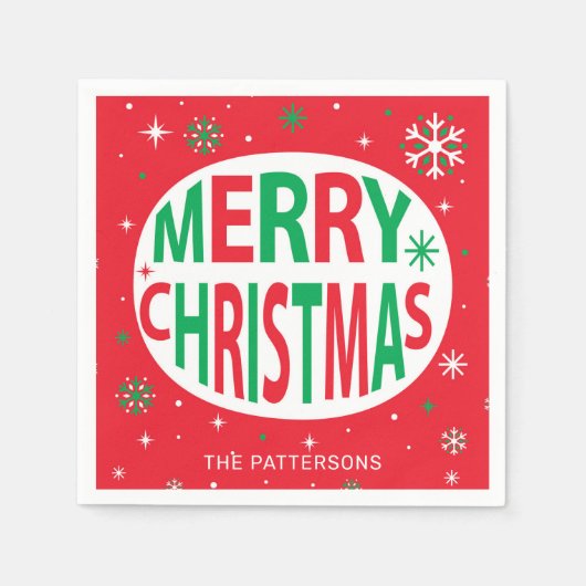 Vrolijk kerstfeest Modern Red Holiday, speciaal ge Servet (Voorkant)
