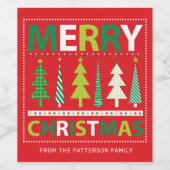 Vrolijk kerstfeest Modern Red Holiday, speciaal ge Wijn Etiket (Enkel label)