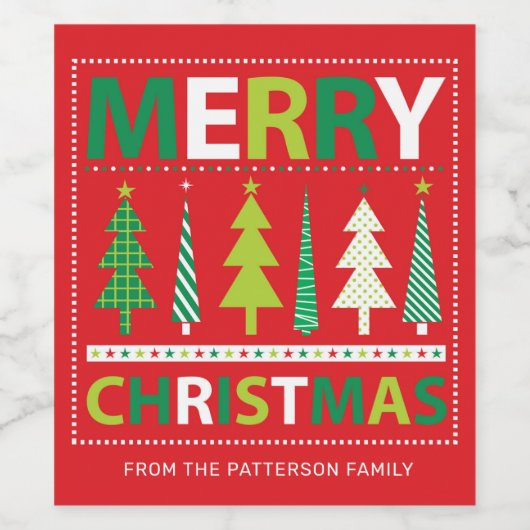 Vrolijk kerstfeest Modern Red Holiday, speciaal ge Wijn Etiket (Enkel label)