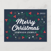 Vrolijk kerstfeest Modern Red Holly Berries Feestdagenkaart (Voorkant)