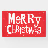 Vrolijk kerstfeest Modern Red Script Holiday Spandoek (Horizontaal)