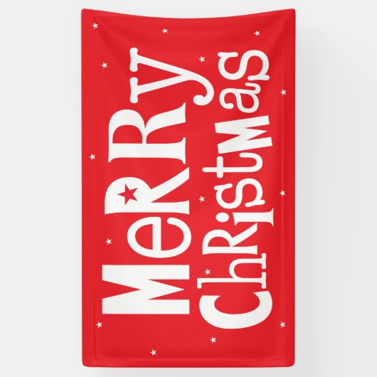 Vrolijk kerstfeest Modern Red Script Holiday Spandoek (Verticaal)