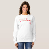 Vrolijk Kerstfeest: Modern Red Script Holiday Trui (Voorkant volledig)