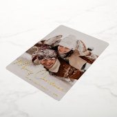 Vrolijk kerstfeest Modern Red Script Stripes Folie Feestdagenkaart (Gedraaid)