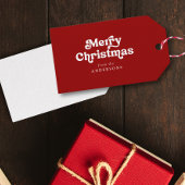 Vrolijk Kerstfeest Modern Retro Paar/Familienaam/n Cadeaulabel