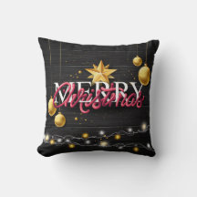 Vrolijk kerstfeest Modern Rustic Black Wood Gold S