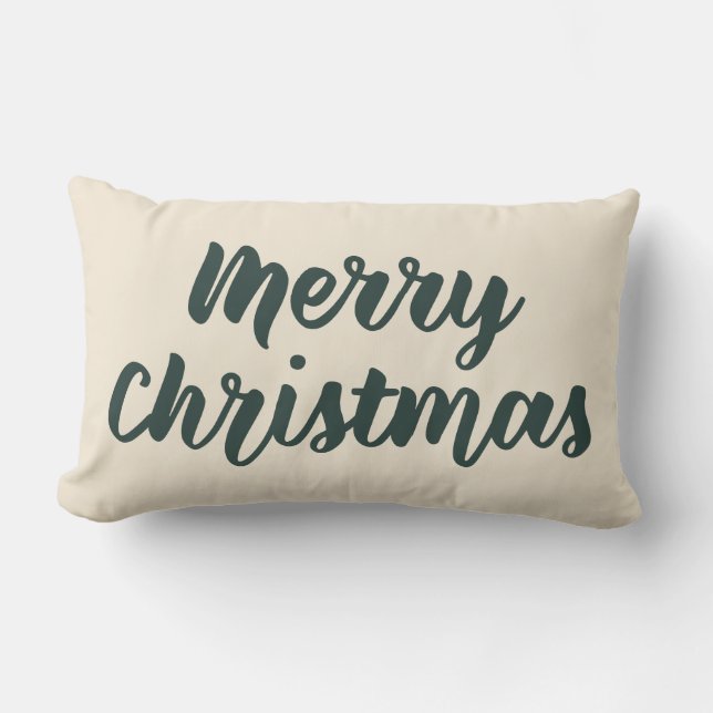 Vrolijk kerstfeest Modern Rustic Simple Script Gre Kussen (Voorkant)