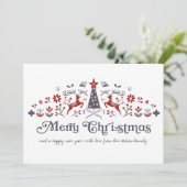 Vrolijk kerstfeest Modern Scandinavisch Feestdagenkaart (Staand voorkant)