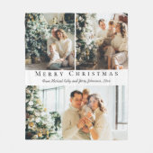 Vrolijk Kerstfeest Modern Script 3 foto's Collage Fleece Deken (Voorkant)