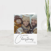 Vrolijk Kerstfeest Modern Script Familiefoto Feestdagen Kaart (Voorkant)