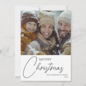 Vrolijk Kerstfeest Modern Script Familiefoto Feestdagenkaart (Voorkant)