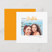 Vrolijk kerstfeest Modern script Minimale foto Feestdagenkaart (Voorkant / Achterkant)