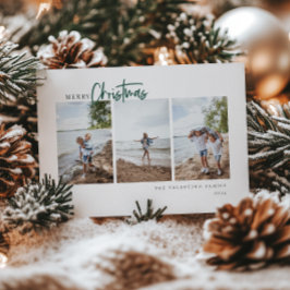 Vrolijk kerstfeest Modern script Minimale foto Feestdagenkaart