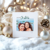 Vrolijk kerstfeest Modern script Minimale foto Feestdagenkaart