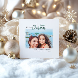 Vrolijk kerstfeest Modern script Minimale foto Feestdagenkaart