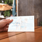 Vrolijk kerstfeest Modern Simple Blue Sand Dollar Feestdagenkaart