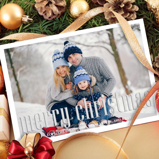 Vrolijk kerstfeest Modern Simple Mistletoe 2 Foto Feestdagenkaart