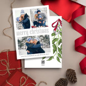 Vrolijk kerstfeest Modern Simple Mistletoe 3 foto Feestdagenkaart