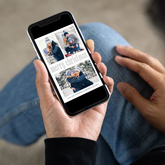 Vrolijk kerstfeest Modern Simple Mistletoe 3 foto Feestdagenkaart