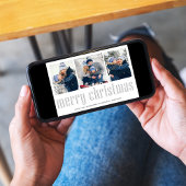 Vrolijk kerstfeest Modern Simple Mistletoe 3 Foto Feestdagenkaart